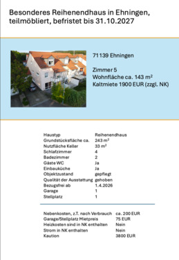 Foto - 5 Zimmer Reihenhaus zur Miete in Ehningen