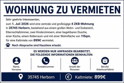 Foto - Zentrale 4-ZKB-Wohnung in Herborn zu vermieten