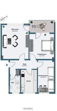 Foto - 3 Zimmer Wohnung mit Balkon - 140.000,00&nbsp;EUR Kaufpreis, ca.&nbsp; 76,00&nbsp;m&sup2;