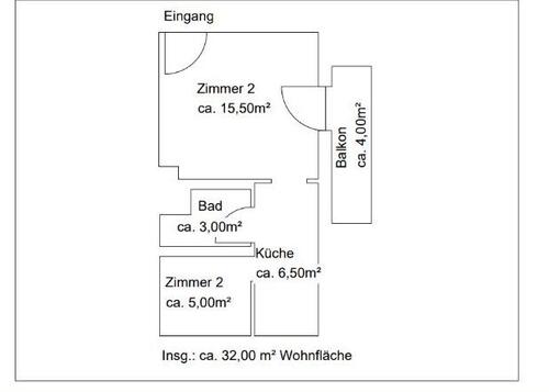Foto - Gemütliche kleine 32 qm 1,5 ZKB Wohnung mit Balkon