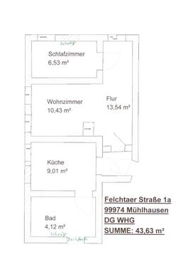 Foto - 2-Raum-Wohnung ca. 44 m² – 540 € warm