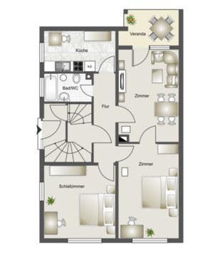 Foto - Helle 3-Zimmer-Wohnung Hochparterre 3- Familienhaus HN Zentrum