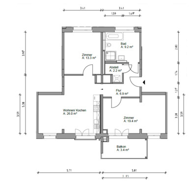 Foto - 3 Zimmer Etagenwohnung zur Miete in Prenzlau