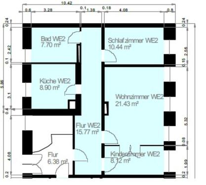 Foto - 3 Raum Wohnung - 355,00 EUR Kaltmiete, ca.  72,00 m²