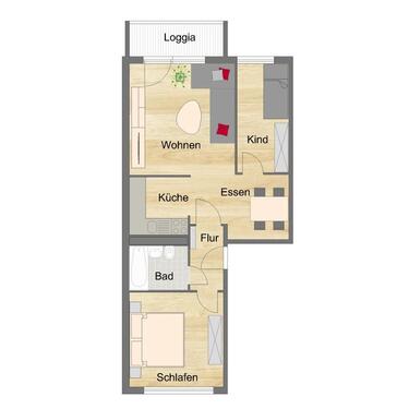 Foto - 3-Raum Wohnung in ruhiger Lage - 371,00 EUR Kaltmiete, ca.  57,00 m²