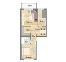 3-Raum Wohnung in ruhiger Lage - 371,00 EUR Kaltmiete, ca.  57,00 m² in Zwickau (PLZ: 08062) Neuplanitz