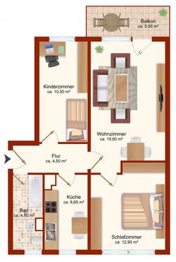 Foto - 3 Zimmer Etagenwohnung zur Miete in Bad Dürrenberg