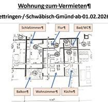 Wohnung zum Vermieten - 550,00 EUR Kaltmiete, ca.  62,00 m² in Schwäbisch Gmünd (PLZ: 73529) Bargau