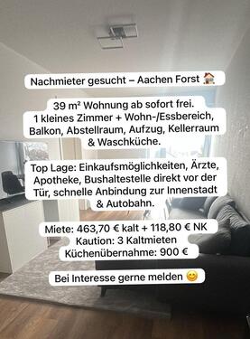 Foto - Wohnung in Aachen Forst - 583,00&nbsp;EUR Kaltmiete, ca.&nbsp; 39,00&nbsp;m&sup2;