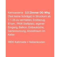 3,5 Zimmer Wohnung in Struckum - 980,00 EUR Kaltmiete, ca.  80,00 m² in Bredstedt (PLZ: 25821)