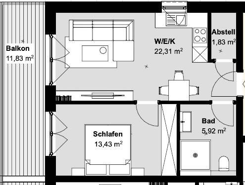 Foto - 2 Zimmer Terrassenwohnung in Wenden