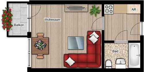 Foto - 1-Zi-WE,Balkon,EBK,provisionsfrei,vermietet