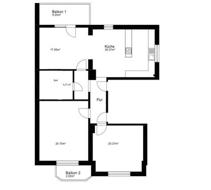 Foto - 3 ZKB, 110qm, sanierter Altbau - 1.250,00 EUR Kaltmiete,