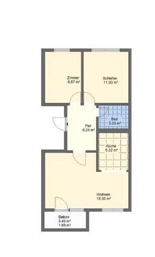 Foto - 3 Raumwohnung - 80.000,00&nbsp;EUR Kaufpreis, ca.&nbsp; 55,00&nbsp;m&sup2;