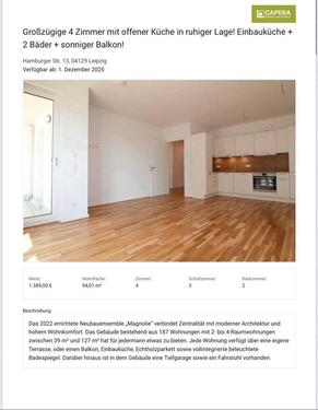 Foto - Großzügige 4-Zimmer-Wohnung mit Balkon, EBK & 2 Bädern