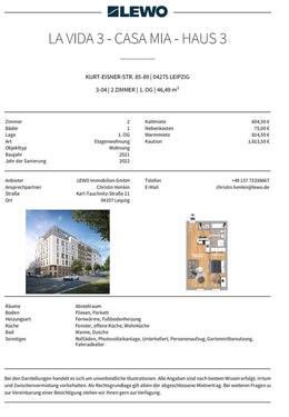 Foto - Zweiraumwohnung im Neubau - 815,00&nbsp;EUR Kaltmiete, ca.&nbsp; 46,49&nbsp;m&sup2;