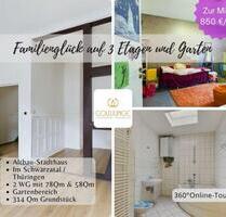 SITZENDORF: Vermietung Charmantes Altbau-Stadthaus im Schwarzatal auf drei Wohnetagen mit Garten & Stellplatz