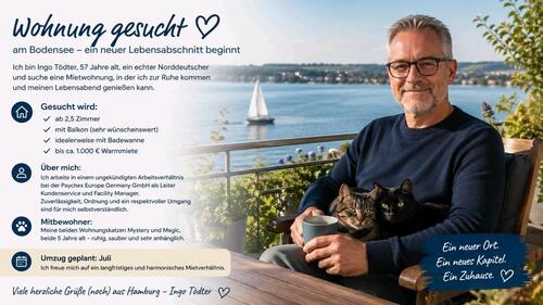 Foto - Wohnungsgesuch am Bodensee - 1.000,00&nbsp;EUR Kaltmiete, ca.&nbsp; 65,00&nbsp;m&sup2;