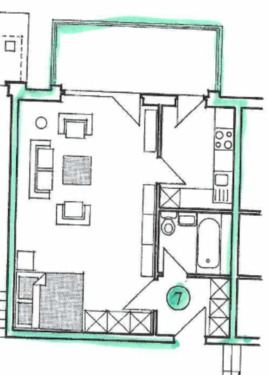 Foto - 1-Zi-Wg Hochparterre, 46 m² mit Balkon, EBK, Wandsbek-Gartenstadt