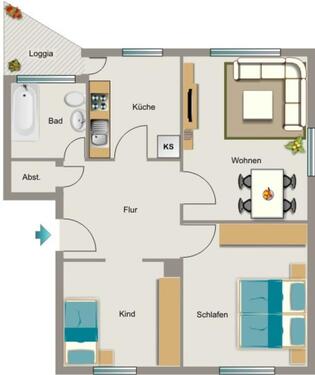 Foto - 3.5 Zimmer Etagenwohnung zur Miete in Duisburg