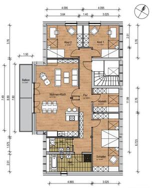 Foto - 4 Zimmer Dachgeschoßwohnung zur Miete in Güstrow