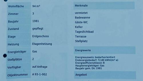 Foto - 3 Zimmer Erdgeschoßwohnung in Bellheim