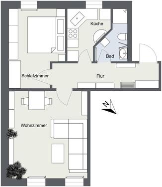 Foto - 2-Zimmer-Etagenwohnung (1. OG) - 270,00 EUR Kaltmiete,