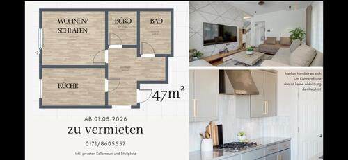 Foto - Wohnung zu vermieten 47qm - 400,00&nbsp;EUR Kaltmiete, ca.&nbsp; 47,00&nbsp;m&sup2;