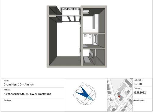 Foto - 1 Zimmer Etagenwohnung in Dortmund
