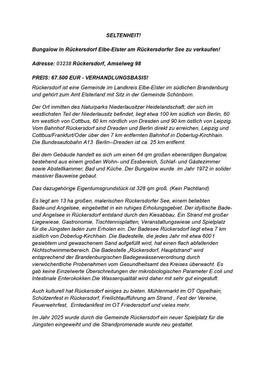 Foto - SELTENHEIT! BUNGALOW AM RÜCKERSDORFER SEE ZU VERKAUFEN!