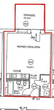 Foto - 1 Raum-Wohnung, 45 m², Westseite - mit Terrasse im schönen Park