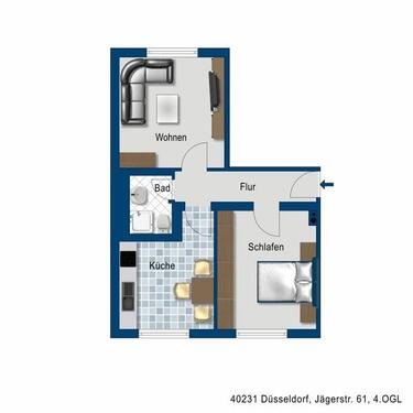 Foto - 2 Zimmer Etagenwohnung zur Miete in Düsseldorf