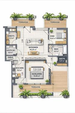 Foto - Penthouse Wohnung zu vermieten ca 110 m² voll möbliert