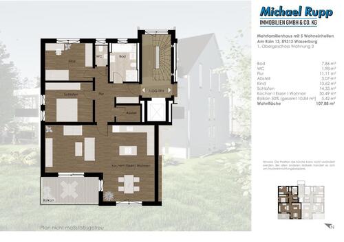 Foto - 3 Zimmer Etagenwohnung zur Miete in Günzburg