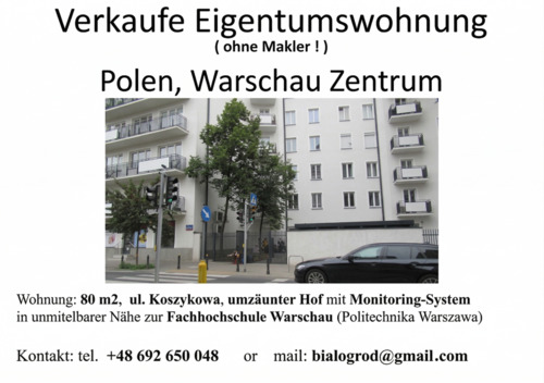 Foto - Zentrum Warschau: 80m² Eigentumswohnung – Provisionsfrei!