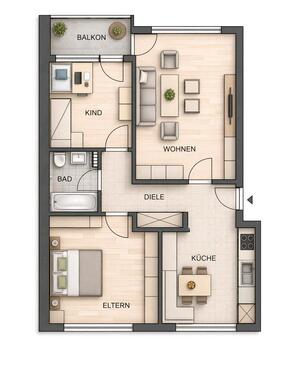 Foto - Freiwerdende 3 Zimmer Wohnung - 199.000,00&nbsp;EUR Kaufpreis, ca.&nbsp; 71,00&nbsp;m&sup2;
