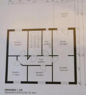 Foto - 4 Zimmer, Küche, Bad und Balkon