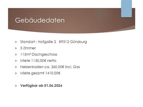 Foto - 3 Zimmer Dachgeschoßwohnung in Günzburg