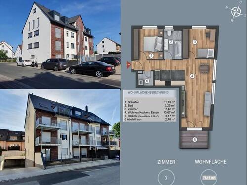 Foto - Neubau 2021: Zentrale 3-Zimmer-Wohnung (76,14 qm) in Nürnberg Eibach