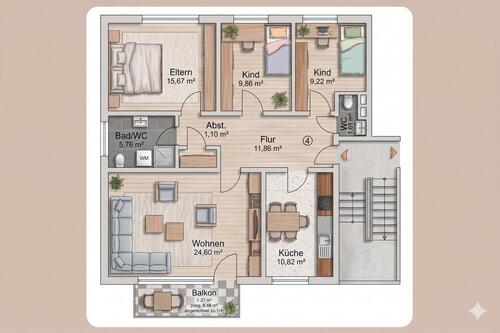 Foto - 4ZKB WC Wohnung mit Balkon mitten in Lohne, renoviert, ab Oktober