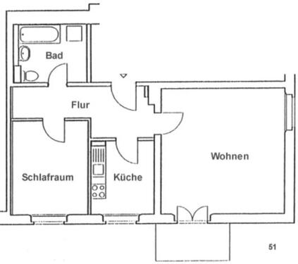 Foto - Helle 2-Raumwohnung mit Balkon (20551)