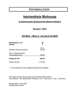 Foto - 2 Zimmer Erdgeschoßwohnung in Altenkunstadt