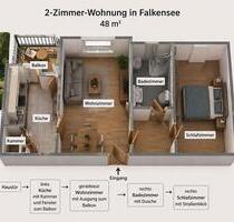 2 Zimmer Wohnung in Falkensee - 850,00&nbsp;EUR Kaltmiete, ca.&nbsp; 48,00&nbsp;m&sup2; in Berlin (PLZ: 10777) Charlottenburg-Wilmersdorf