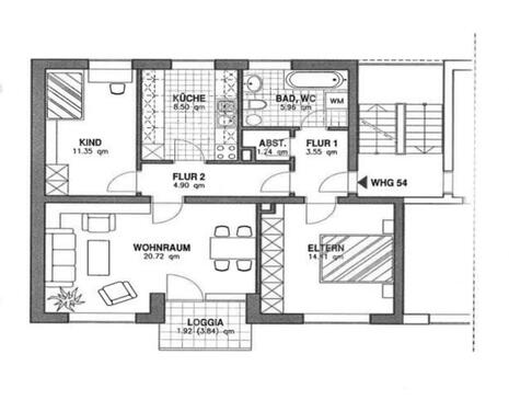 Foto - 3-Zimmer-Wohnung - 1.385,00 EUR Kaltmiete,