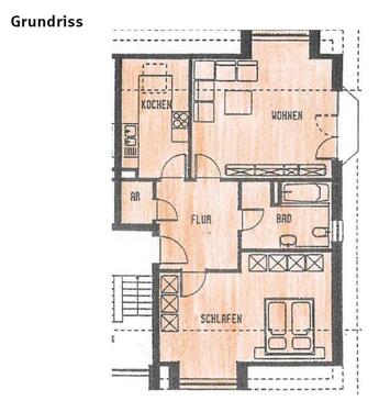 Foto - Dachgeschosswohnung 2ZKB, 66 qm mit Westbalkon