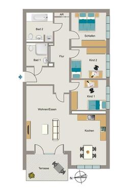 Foto - 4 Zimmer Erdgeschoßwohnung zur Miete in Dortmund