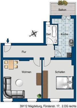 Foto - 2 Zimmer Etagenwohnung zur Miete in Magdeburg