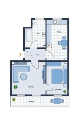 Foto - Freundliche 2 Zimmerwohnung in Melverode mit Balkon und Küche