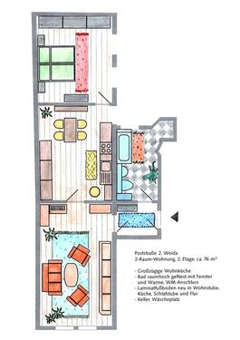 Foto - 2-Raum-Wohnung in Weida - 370,00&nbsp;EUR Kaltmiete, ca.&nbsp; 76,00&nbsp;m&sup2;
