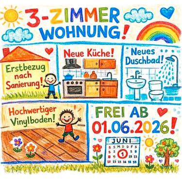 Foto - 3-Zimmer-Wohnung nahe Krankenhaus - Erstbezug nach Sanierung